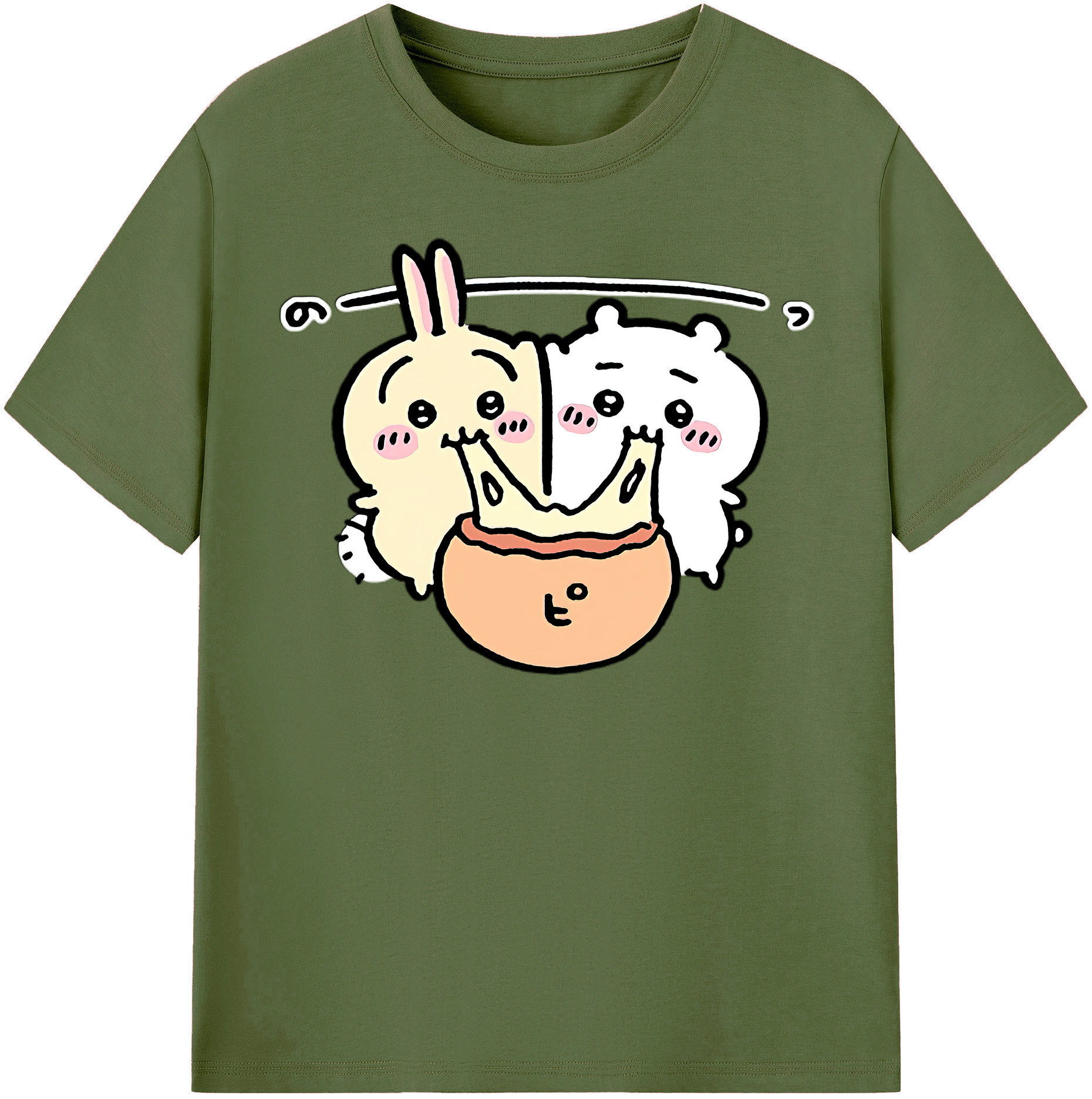 （画像用） ちいかわ うさぎ Chii-kawa usagi 綿100％半袖Tシャツ（フロントプリント）